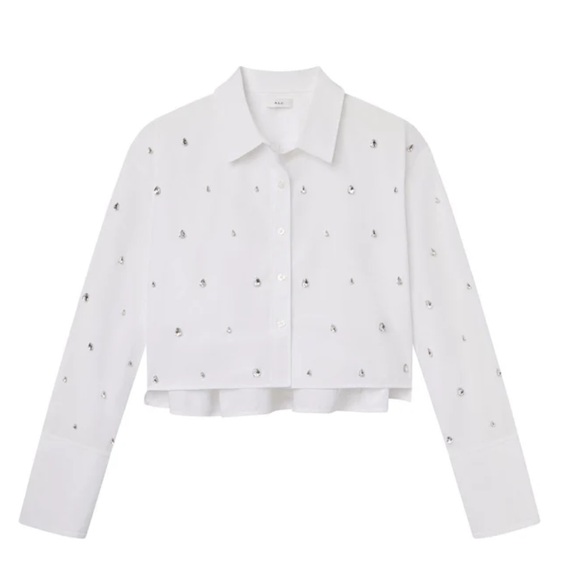 A.L.C. Crystal Mackie Top in White Cotton Button Down- SZ 4 - Picture 5 of 10